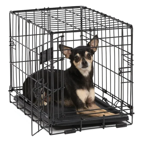 Double Door Metal Dog Crate, 18" with Leak-Proof Pan 1