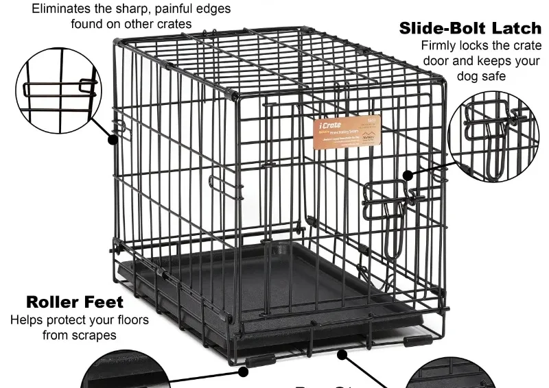 Double Door Metal Dog Crate, 18