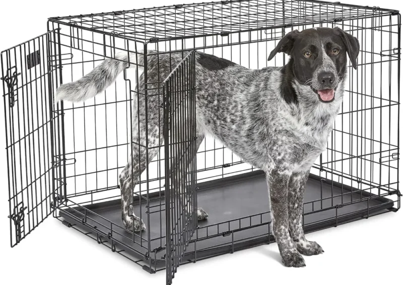 Newly Enhanced Double Door Dog Crate, Leak-Proof Pan 1