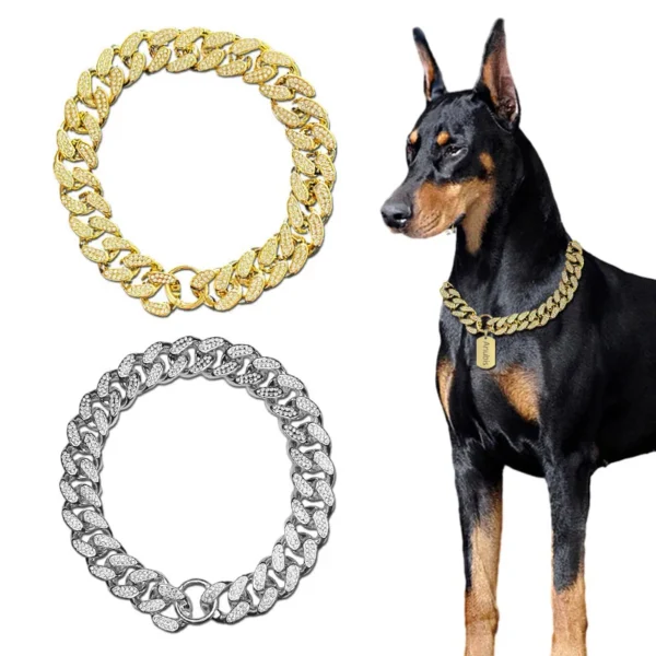 Dog Collar Chain Diamond Inlay Sparkle 1