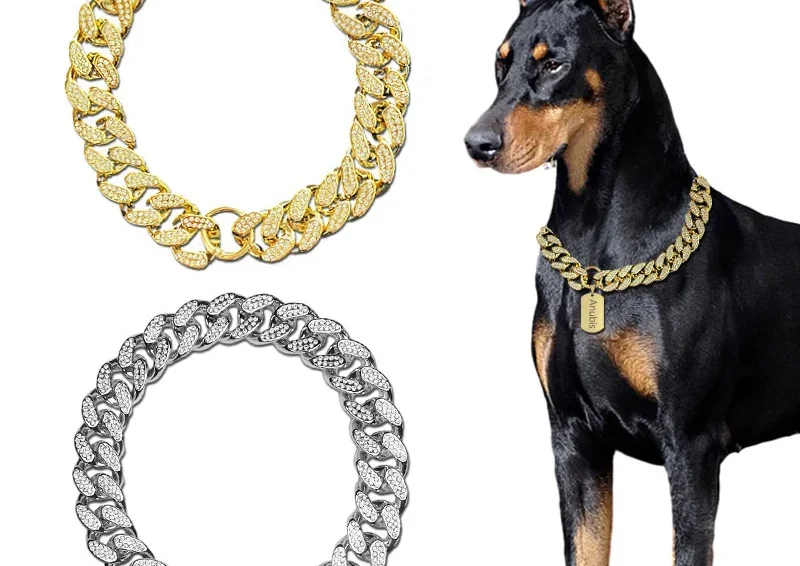 Dog Collar Chain Diamond Inlay Sparkle 1